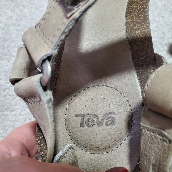TEVA Ysidro Universal Strappy Wedge Sandals Leather Cork Taupe Brown Women's 9 - Picture 10 of 12